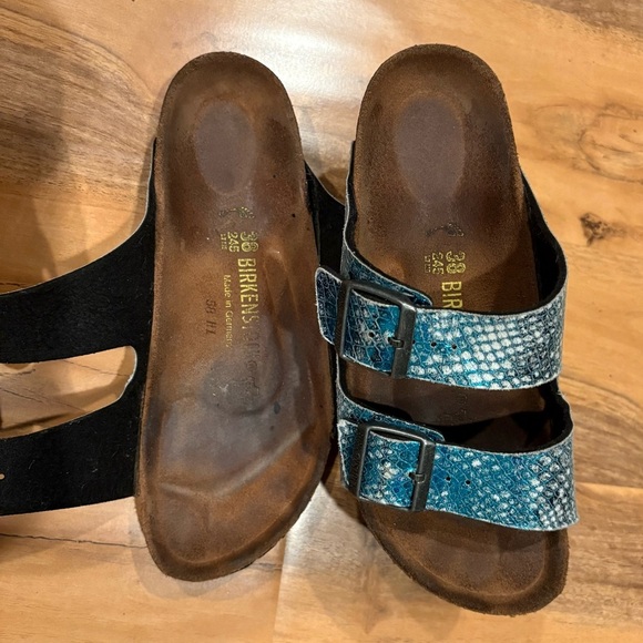 Birkenstock Classic Arizona Anaconda Women's Mules Turquoise Size 7 -7.5 - Picture 3 of 12